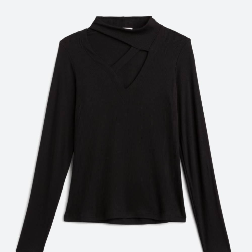 LNA cut-out ribbed top in black